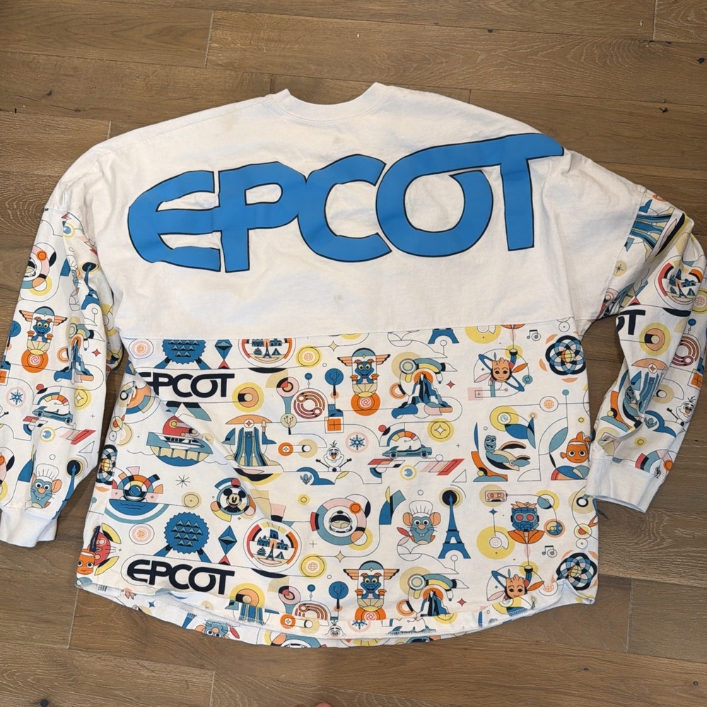 Disney Spirit Jersey EPCOT World Showcase White Graphic Long Sleeve Shirt XXL